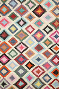 IVORY MULTICOLOR PIXEL HAND WOVEN KILIM DHURRIE by Imperial Knots - Image 3