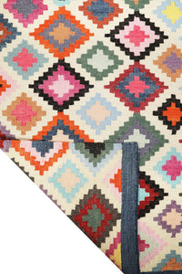 IVORY MULTICOLOR PIXEL HAND WOVEN KILIM DHURRIE by Imperial Knots - Image 4