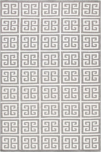 GREY AND IVORY GEOMETRIC HAND WOVEN DHURRIE by Imperial Knots - Image 1