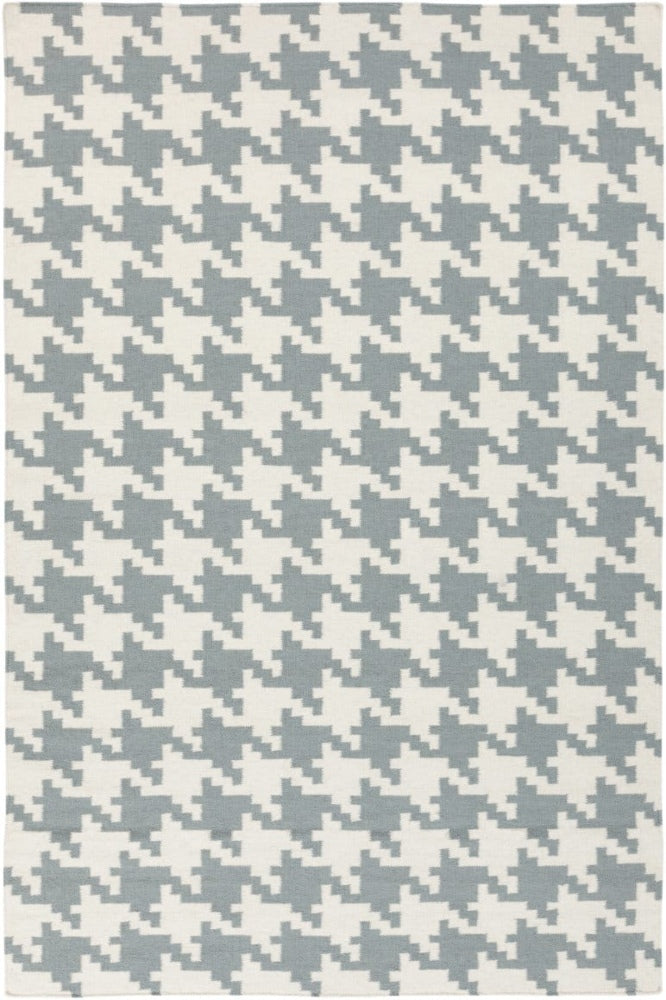 GREY IVORY HOUNDSTOOTH HAND WOVEN DHURRIE
