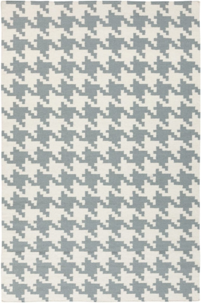 GREY IVORY HOUNDSTOOTH HAND WOVEN DHURRIE