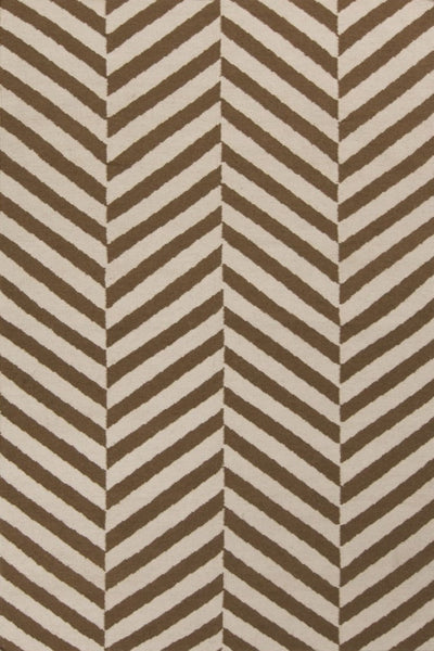 BROWN AND IVORY CHEVRON HAND WOVEN DHURRIE