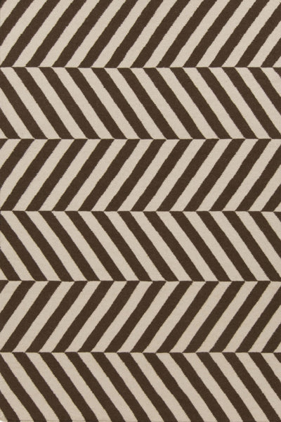 BROWN AND IVORY CHEVRON HAND WOVEN DHURRIE