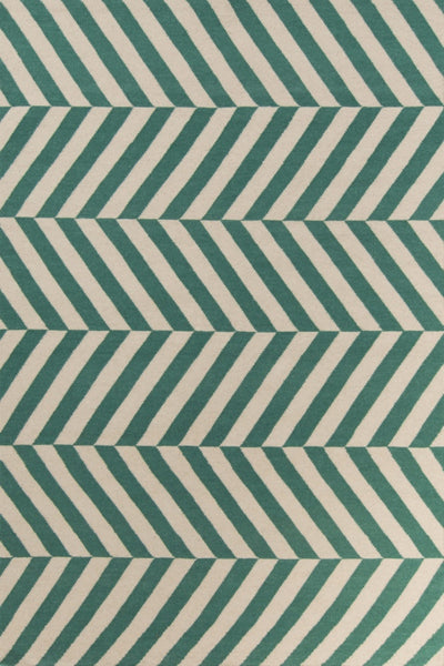 BLUE AND IVORY CHEVRON HAND WOVEN DHURRIE