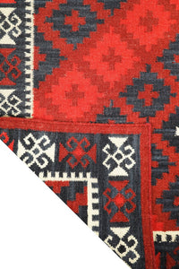 BLUE MAROON PIXEL HAND WOVEN KILIM DHURRIE by Imperial Knots - Image 4