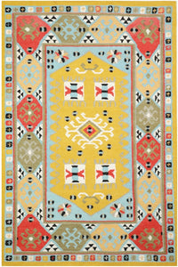 YELLOW MULTICOLOR KILIM HAND WOVEN DHURRIE by Imperial Knots - Image 1