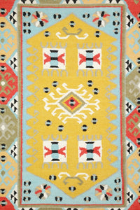 YELLOW MULTICOLOR KILIM HAND WOVEN DHURRIE by Imperial Knots - Image 3