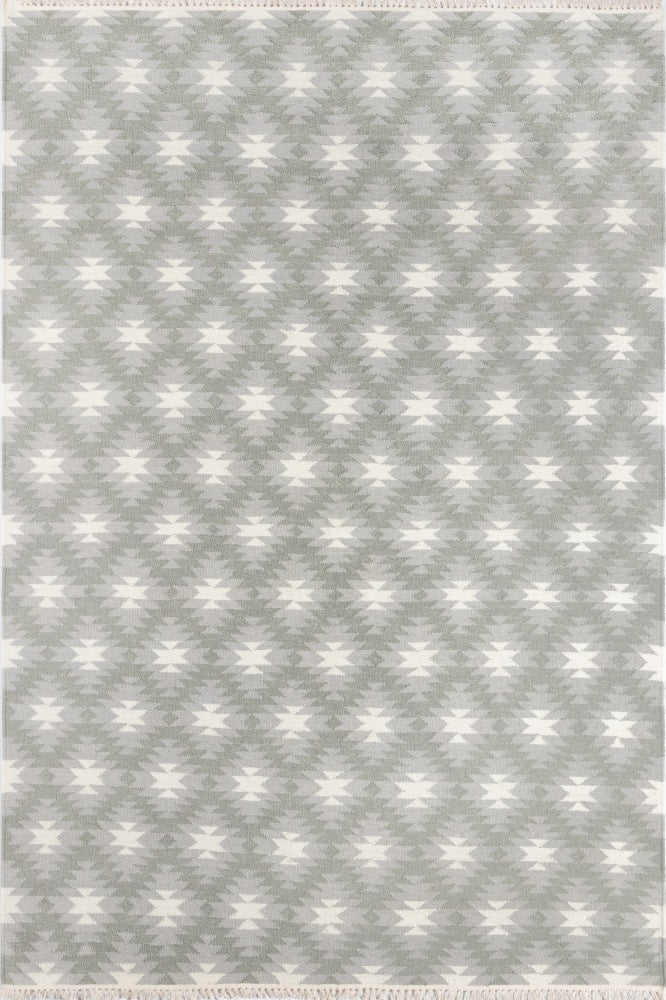 GREY AZTEC HAND WOVEN KILIM DHURRIE