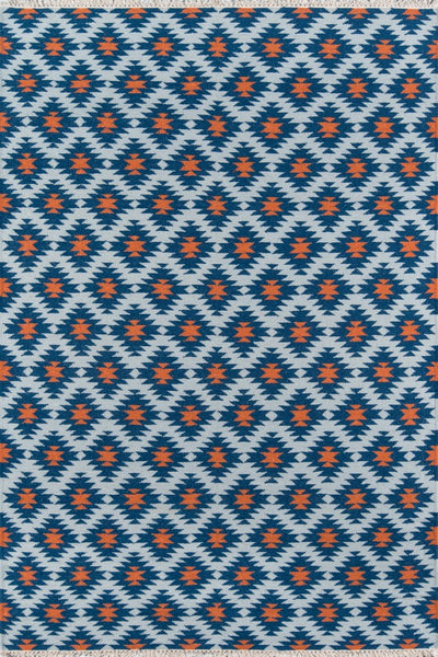 MULTICOLOR BLUE AZTEC HAND WOVEN KILIM DHURRIE