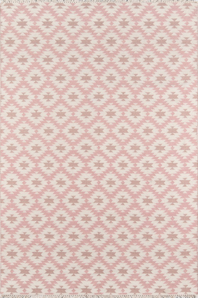 PINK AZTEC HAND WOVEN KILIM DHURRIE