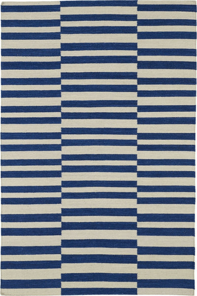 BLUE WHITE STRIPES HAND WOVEN DHURRIE