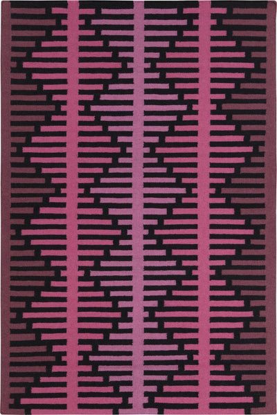 PINK BLACK AZTEC HAND WOVEN KILIM DHURRIE