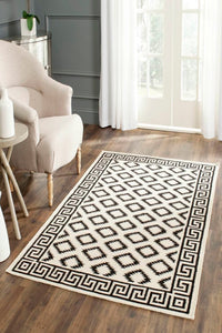 BLACK AND WHITE AZTEC HAND WOVEN KILIM DHURRIE by Imperial Knots - Image 2