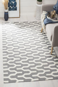 GREY GEOMETRIC HAND WOVEN DHURRIE by Imperial Knots - Image 2