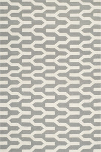 Grey geometric hand woven dhurrie wool hand-woven rug for bedroom