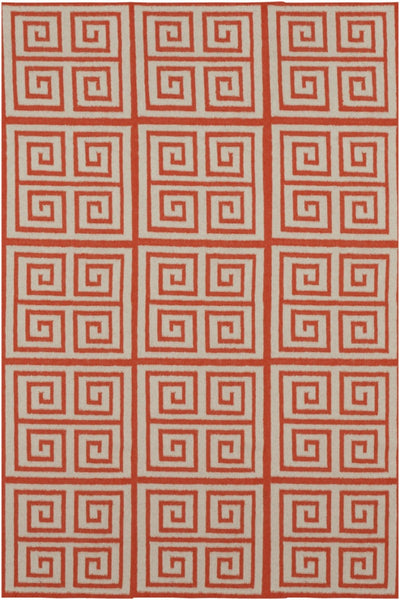 CORAL IVORY GREEK KEY HAND WOVEN DHURRIE