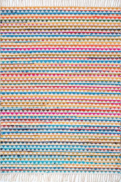 MULTICOLOR CHEVRON HAND WOVEN DHURRIE
