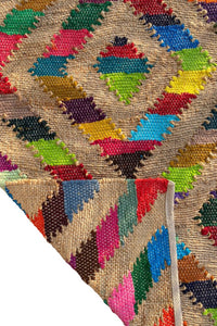 MULTICOLOR GEOMETRIC HAND WOVEN DHURRIE by Imperial Knots - Image 4