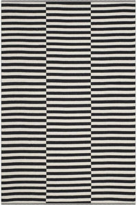 Black and ivory stripes hand woven dhurrie wool hand-woven rug for living
