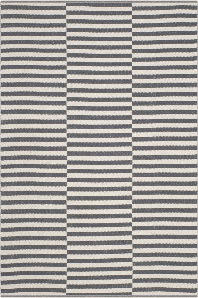 GREY AND IVORY STRIPES HAND WOVEN DHURRIE