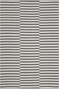 GREY AND IVORY STRIPES HAND WOVEN DHURRIE by Imperial Knots - Image 1