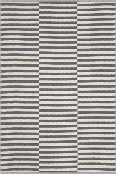 GREY AND IVORY STRIPES HAND WOVEN DHURRIE