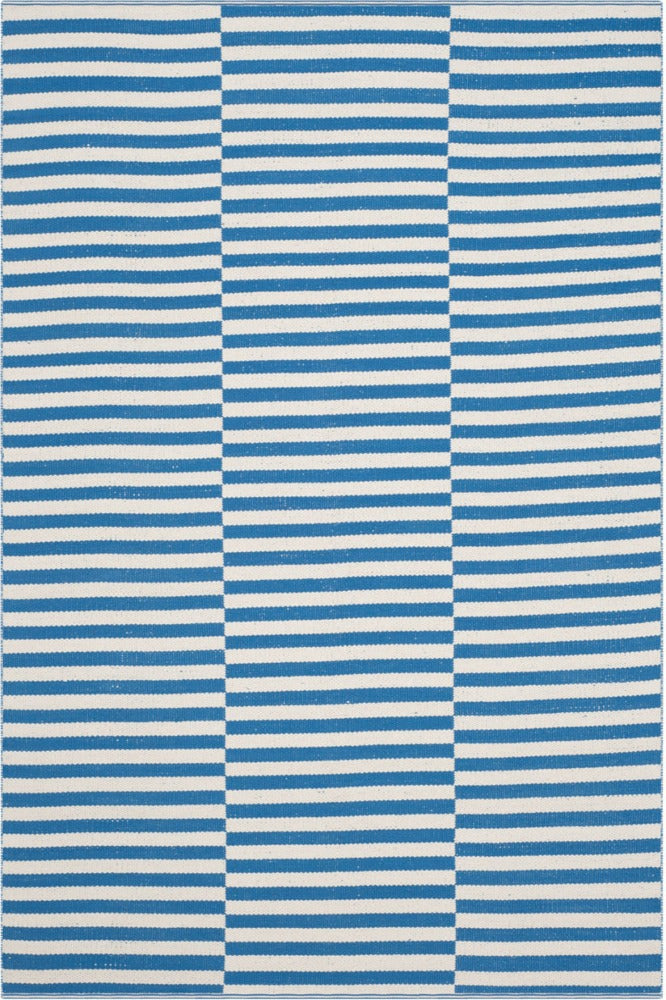 BLUE AND IVORY STRIPES HAND WOVEN DHURRIE