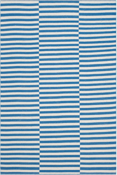 BLUE AND IVORY STRIPES HAND WOVEN DHURRIE