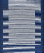 BLUE AND IVORY STRIPES HAND WOVEN DHURRIE