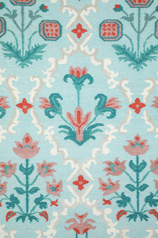 BLUE MULTICOLOR KILIM HAND WOVEN DHURRIE by Imperial Knots - Image 3