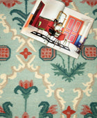 BLUE MULTICOLOR KILIM HAND WOVEN DHURRIE CLOSEUP by Imperial Knots