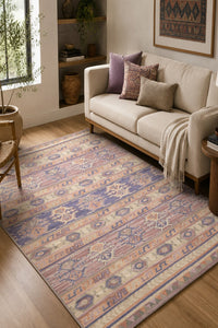 PURPLE GREY HAND WOVEN KILIM DHURRIE