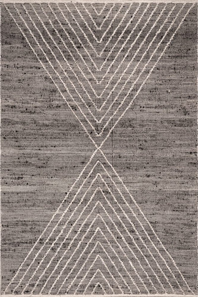 GREY AND IVORY GEOMETRIC HAND WOVEN DHURRIE