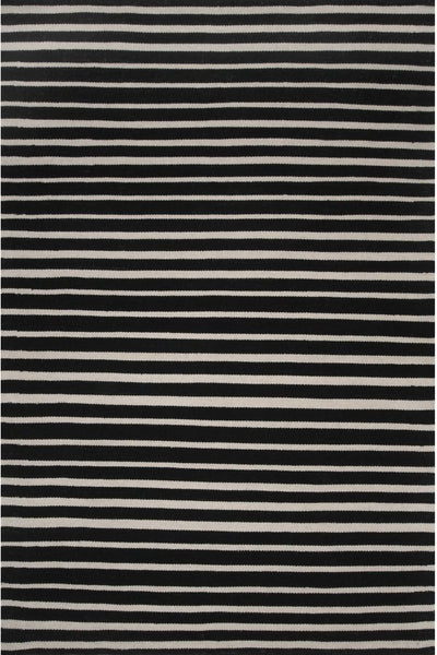 BLACK AND IVORY STRIPES HAND WOVEN DHURRIE