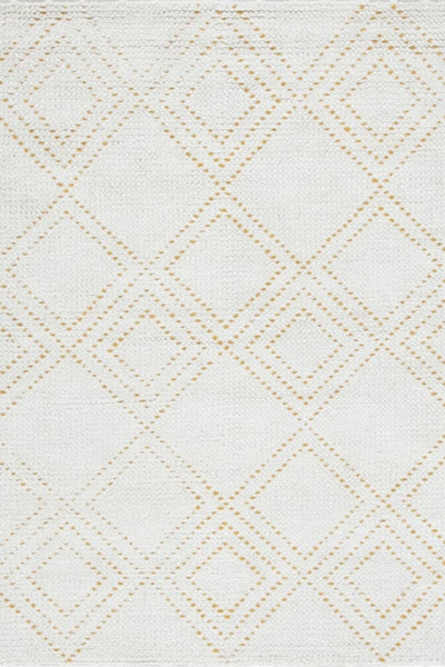 IVORY YELLOW GEOMETRIC HAND WOVEN DHURRIE