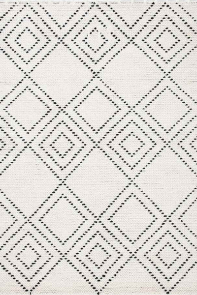 BLACK AND WHITE GEOMETRIC HAND WOVEN DHURRIE