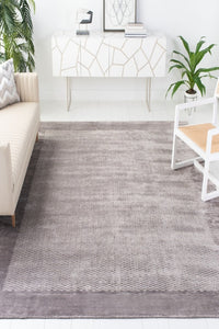 GREY MODERN EMBOSSED HAND KNOTTED CARPET