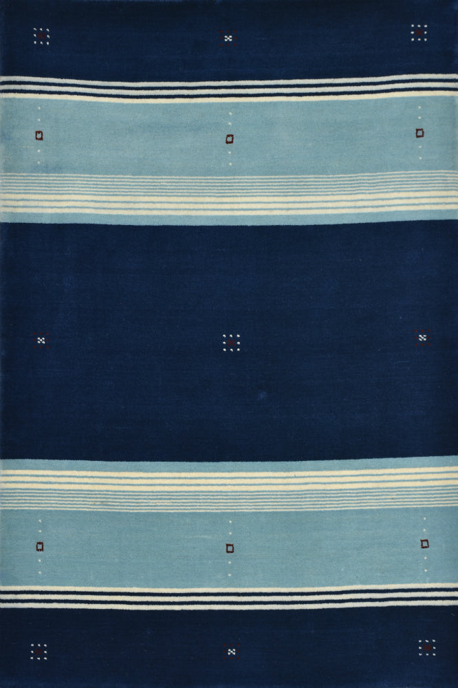 BLUE STRIPES HAND KNOTTED CARPET