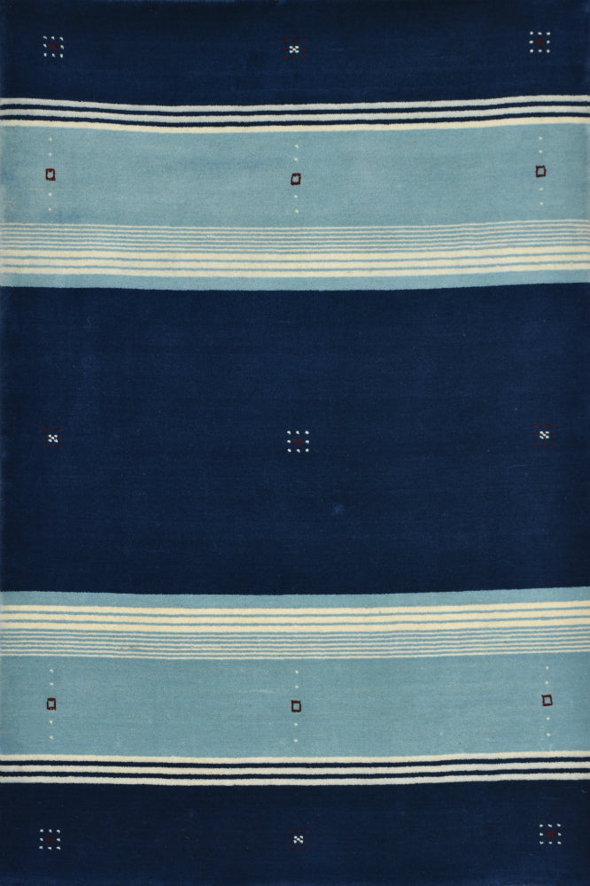 BLUE STRIPES HAND KNOTTED CARPET