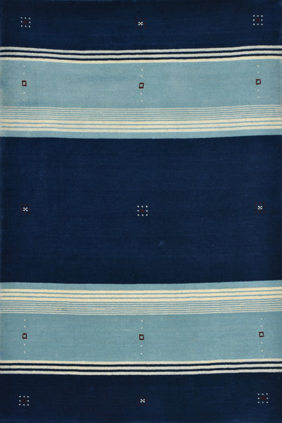 BLUE STRIPES HAND KNOTTED CARPET