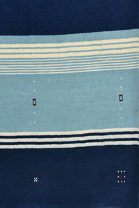 BLUE STRIPES HAND KNOTTED CARPET by Imperial Knots - Image 3