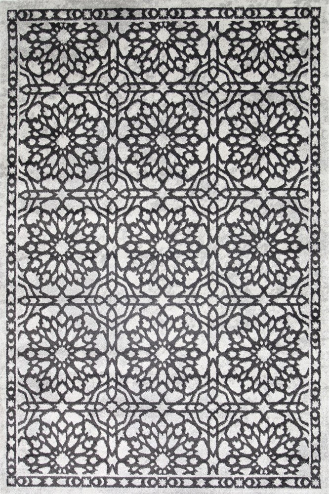 IVORY BLACK MODERN HAND KNOTTED CARPET