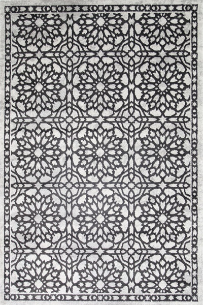 IVORY BLACK MODERN HAND KNOTTED CARPET