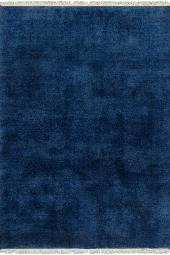 BLUE SOLID HAND KNOTTED CARPET