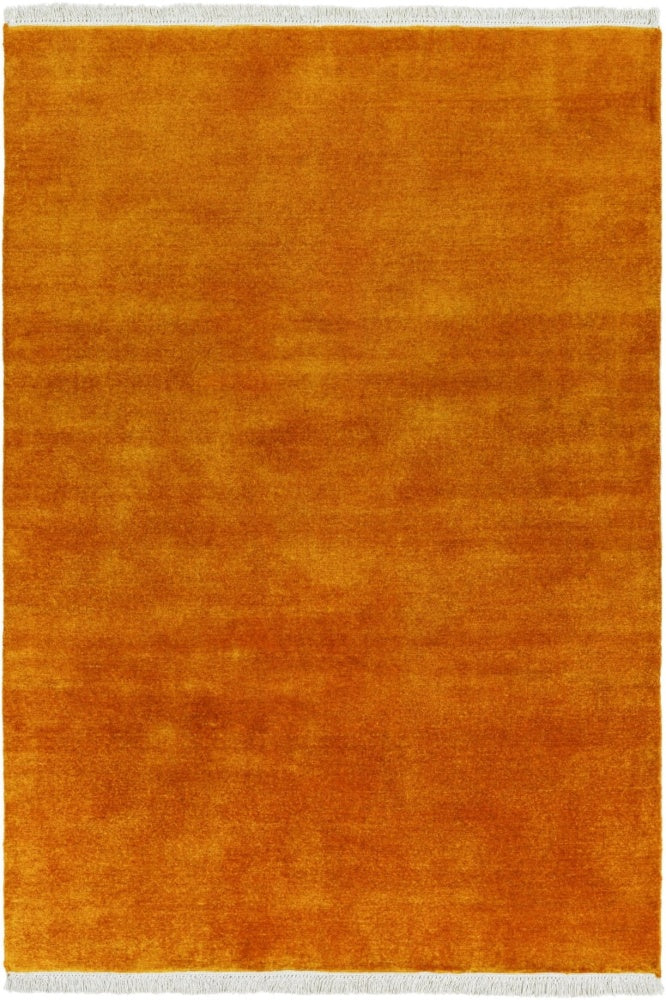 ORANGE SOLID HAND KNOTTED CARPET