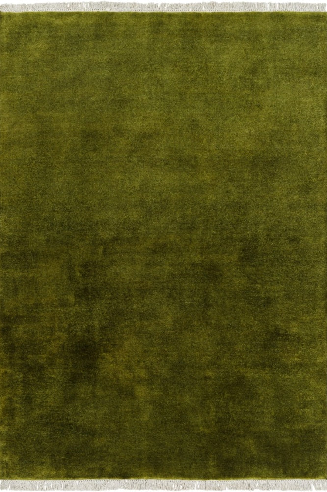 GREEN SOLID HAND KNOTTED CARPET