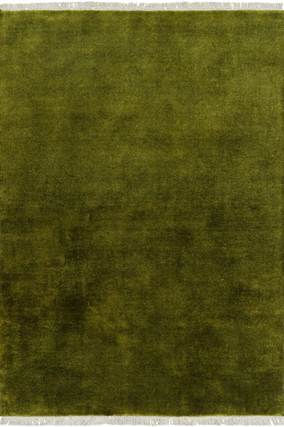 GREEN SOLID HAND KNOTTED CARPET