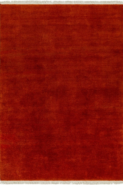 RED SOLID HAND KNOTTED CARPET