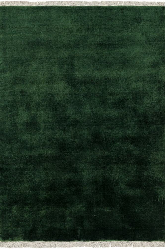 DARK GREEN SOLID HAND KNOTTED CARPET
