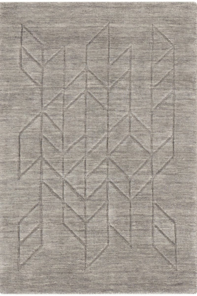 GREY GEOMETRIC HAND KNOTTED CARPET